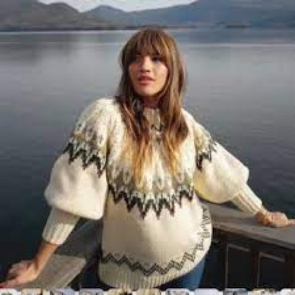 Zara Wool Blend Big Oversized Cream Sweater M Nordic Style - Jacquard - Nordic - Picture 2 of 6